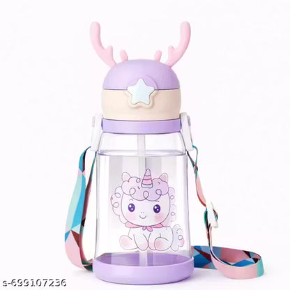 Kids Water Bottle with Straw | Leak Proof BPA Free Cartoon Sipper Bottle for School & Travel