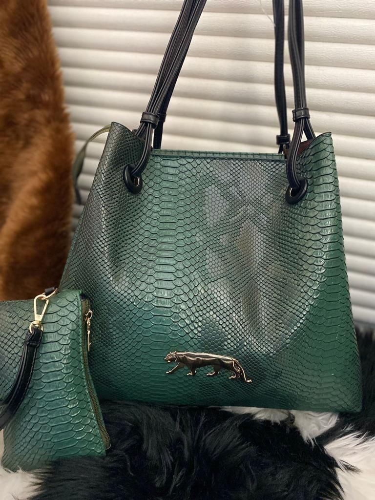 Croco Texture Premium Leather Tote Bag for Women | Large Travel Handbag with Pouch (14x16x8 Inch)