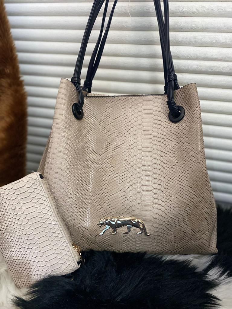 Croco Texture Premium Leather Tote Bag for Women | Large Travel Handbag with Pouch (14x16x8 Inch)