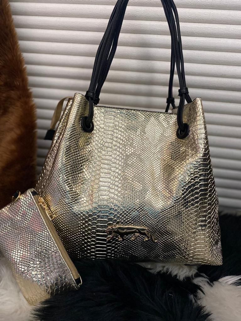 Croco Texture Premium Leather Tote Bag for Women | Large Travel Handbag with Pouch (14x16x8 Inch)