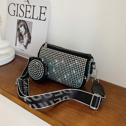 Diamond Studded Sling Bag for Women with Removable Coin Pouch | Stylish Broad Strap Crossbody Bag (8x2.5x5 Inch)