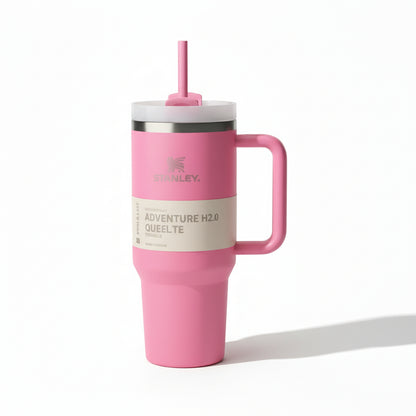 1200ml Stainless Steel Insulated Travel Tumbler with Handle & Straw Lid – Large Capacity Hot & Cold Vacuum Mug