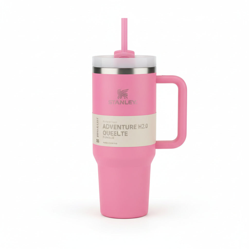 1200ml Stainless Steel Insulated Travel Tumbler with Handle & Straw Lid – Large Capacity Hot & Cold Vacuum Mug