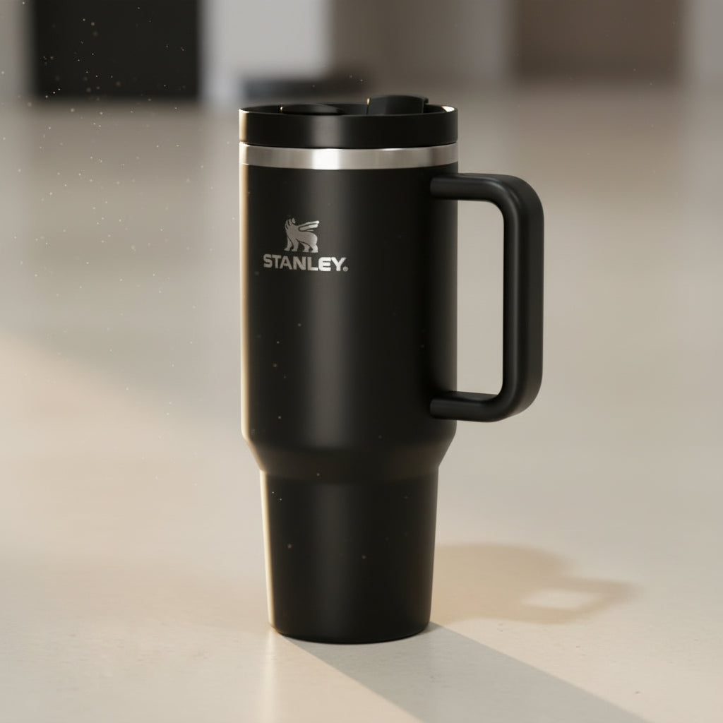 1200ml Stainless Steel Insulated Travel Tumbler with Handle & Straw Lid – Large Capacity Hot & Cold Vacuum Mug
