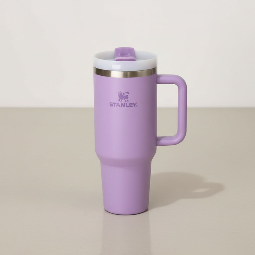 1200ml Stainless Steel Insulated Travel Tumbler with Handle & Straw Lid – Large Capacity Hot & Cold Vacuum Mug