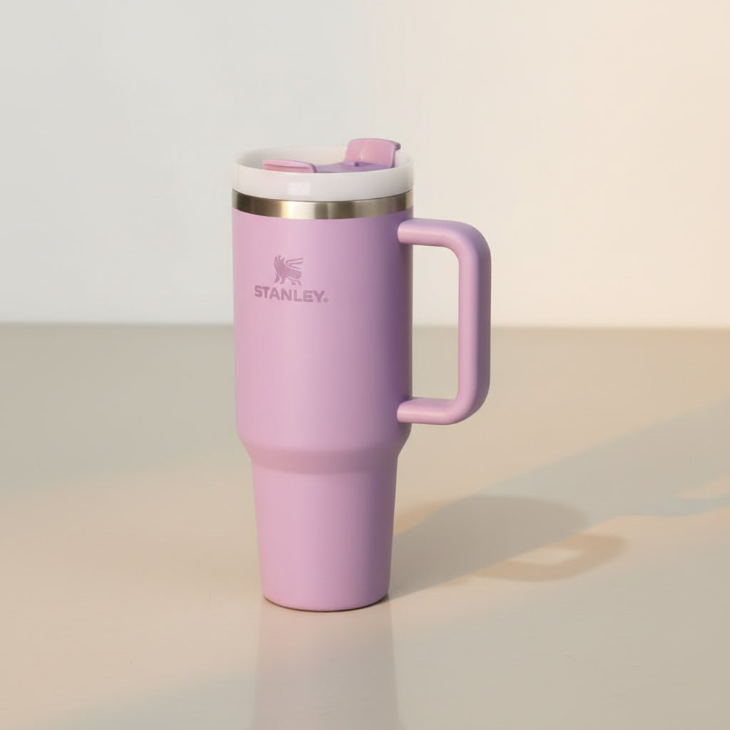 1200ml Stainless Steel Insulated Travel Tumbler with Handle & Straw Lid – Large Capacity Hot & Cold Vacuum Mug
