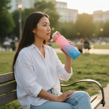 Motivational Time Marker Water Bottle 1L | BPA-Free Leak-Proof Sipper Bottle for Gym, Office, School & Travel