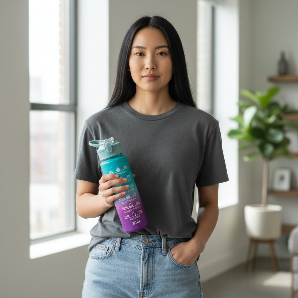 Motivational Time Marker Water Bottle 1L | BPA-Free Leak-Proof Sipper Bottle for Gym, Office, School & Travel