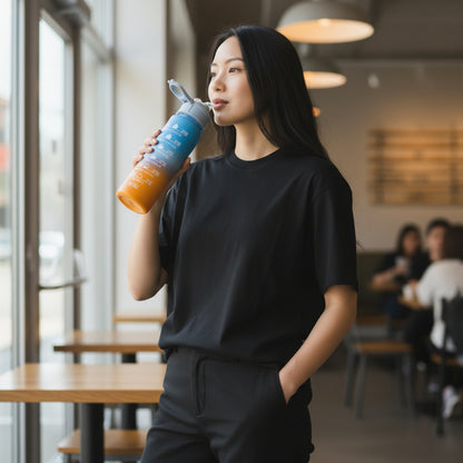 Motivational Time Marker Water Bottle 1L | BPA-Free Leak-Proof Sipper Bottle for Gym, Office, School & Travel